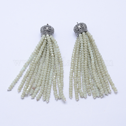 Gros pendentifs pompon avec perles rondes à facettes en verre électrolytique EGLA-L003-B11-1