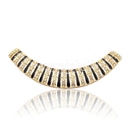 Ton doré alliage strass émail courbe perles tubulaires RB-J265-04G-1