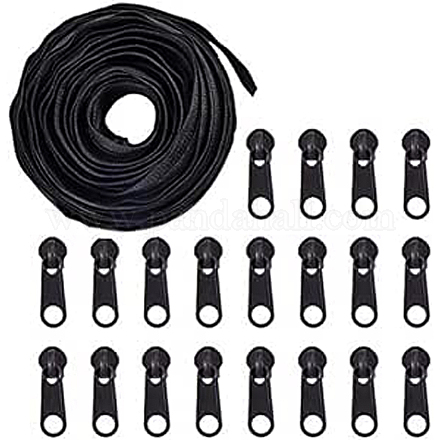BENECREAT 20pcs Plastic Zipper Pull Sliders and 10m Nylon Coil Zippers Instant Replacement Zipper Repair Kit Plastic Garment Accessories (Head Size 37x11x11mm) FIND-BC0001-10-1