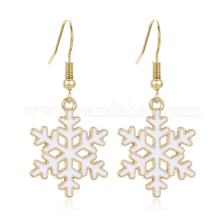 Серьги-подвески из эмалевого сплава со снежинками FS-WGD9918-01-1