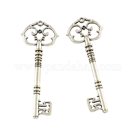 Tibetischen Stil Legierung Skelett Schlüssel groß Anhänger TIBEP-Q043-021-RS-1