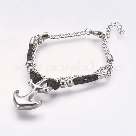 304 Stainless Steel Multi-strand Bracelets BJEW-K156-29P-1