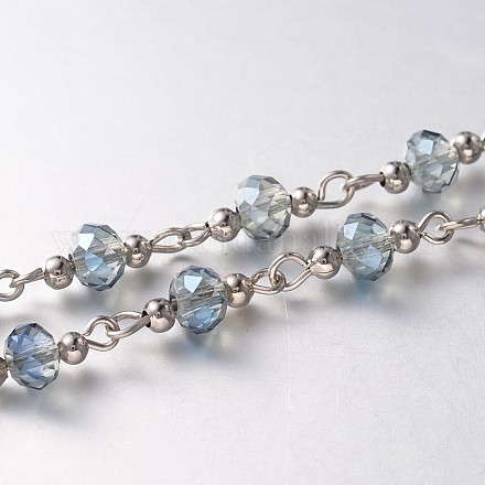 Chaînes en perles de verre facettées rondes faites main pour colliers fabrication de bracelets X-AJEW-JB00123-03-1