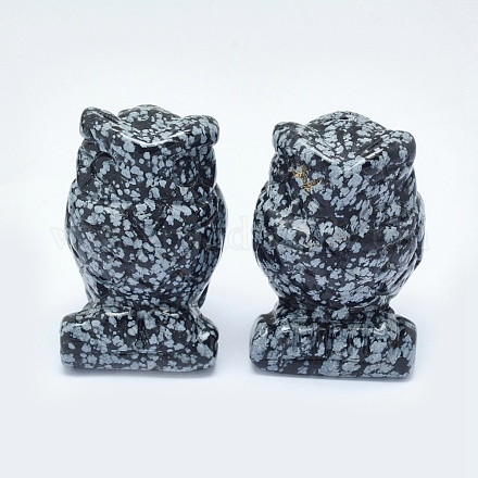 Décorations naturelles d'affichage d'obsidienne en flocon de neige DJEW-F005-10F-1