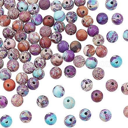 Chgcraft 62 pièces/fil 6mm perles de jaspe impérial coloré naturel pour la fabrication de bijoux perles de sédiment bleu violet perles impériales pour bracelets G-CA0001-30B-1