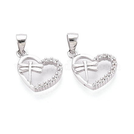 925 серебряное сердечко с микропаве из прозрачных кубических цирконий и подвесками в виде стрекоз&nbsp;STER-T008-83P-1