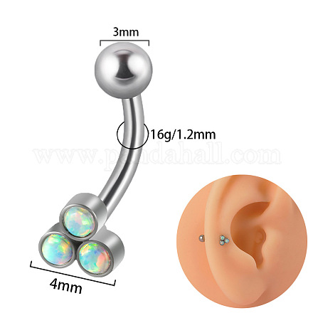 Серьги-гвоздики для хряща g23 из титана с бледно-бирюзовым кубическим цирконием в форме изогнутой штанги FS-WGD98FB-13-1