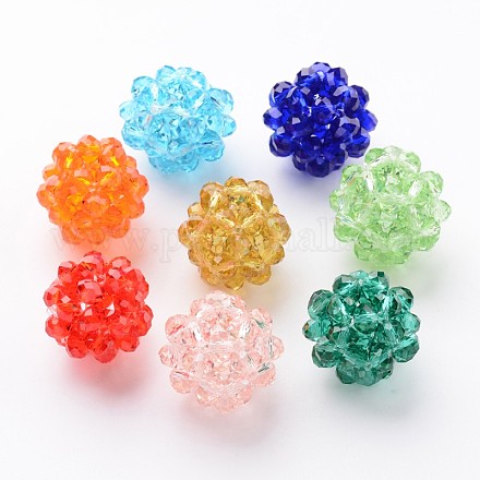 Hand Knitting Transparent Glass Cluster Beads EGLA-E042-6mm-M1-1