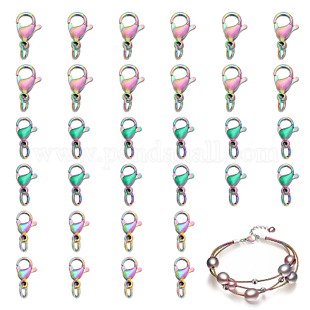 CHGCRAFT 60Pcs 3Sizes Rainbow Color Lobster Claw 304 Stainless Steel Clasps Lobster Claw Clasps with Open Jump Rings Kit for Earring Bracelet Necklace STAS-CA0001-70-1