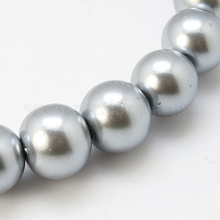 Silver Glass Pearl Round Loose Beads For Jewelry Necklace Craft Making X-HY-8D-B18-1