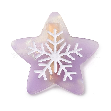 Star with Snowflake Cellulose Acetate(Resin) Alligator Hair Clips PHAR-Q120-01B-1