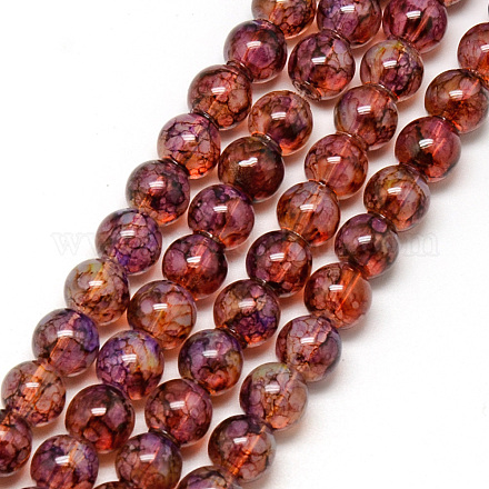 Chapelets de perles en verre peint X-DGLA-Q023-8mm-DB61-1