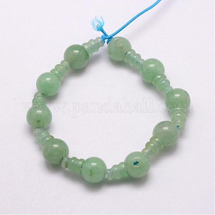 Natürliche grüne Aventurin 3-Loch-Guru Perle Stränge G-K149-18-1
