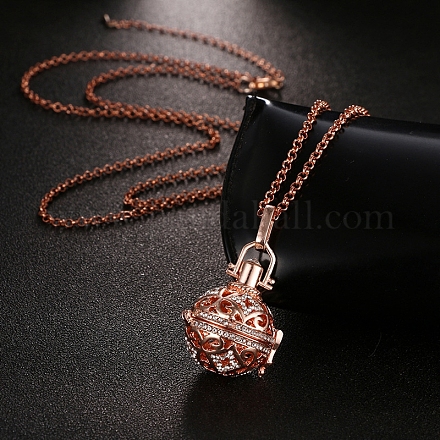 Brass Round Cage Pendant Necklaces PW-WG22999-01-1