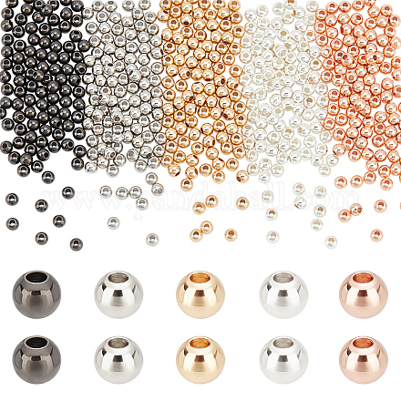 PandaHall Elite 500Pcs 5 Colors Rack Plating Brass Beads KK-PH0005-33B-1