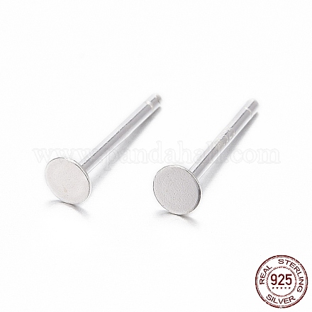 925 Sterling Silver Flat Pad  Stud Earring Findings STER-K167-045B-S-1