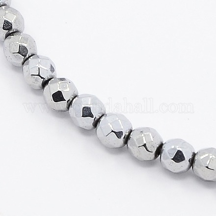 Grade A Electroplate Magnetic Synthetic Hematite Round Beads Strands G-N0014-3mm-18B-1