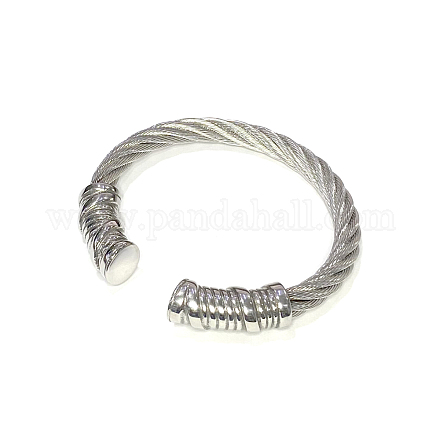 304 Stainless Steel Cuff Bangles BJEW-F274-03AS-1