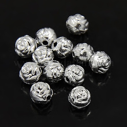 Plating Plastic Acrylic Flower Rose Beads PACR-L005-8mm-01S-1