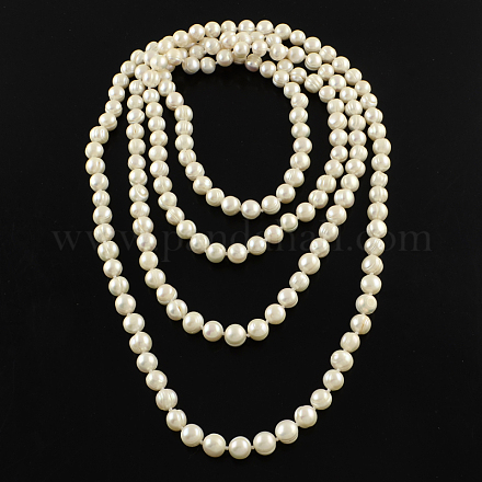 Pearl Beaded Four Tiered Necklaces NJEW-Q282-12-1