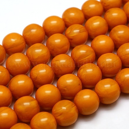 Buddhist Jewelry Beaded Findings Resin Imitation Blood Beeswax Round Bead Strands RESI-L002-12mm-G04-1