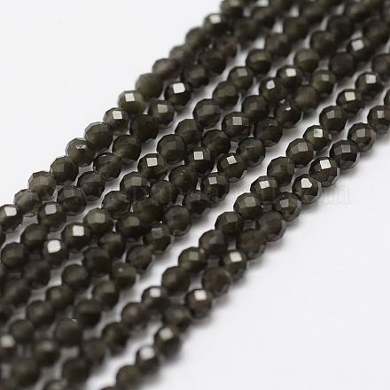 Natürlichen Obsidian Perle Stränge G-P270-2mm-28-1