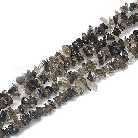 Chapelets de perles de quartz fumées naturelles X-G-S315-13-1