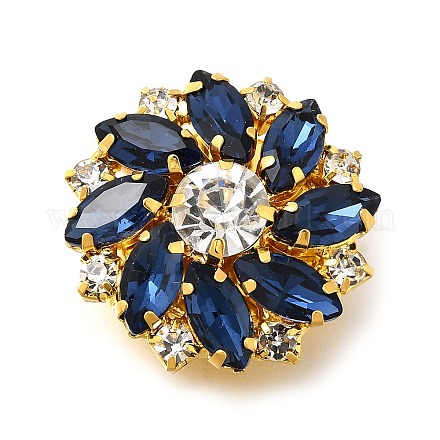 Пуговицы из сплава золотистого цвета со стразами BUTT-WH0051-02A-G-1