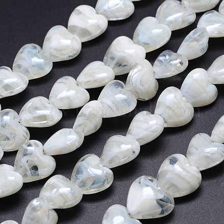 Corazón hebras de abalorios de cristal de murano hecho a mano LAMP-L070-B07-1