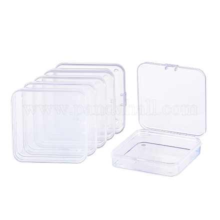BENECREAT 14 Pack Square Clear Plastic Bead Storage Containers Box Case with Flip-Up Lids for Small Items CON-BC0004-49-1