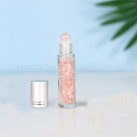 Botellas de bolas de rodillo de cuarzo rosa natural BOTT-PW0011-70A-03-1