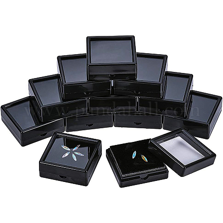 アクリルジュエリーボックス  スポンジで  正方形  ブラック  5.05x5.05x2cm OBOX-WH0004-05B-01-1