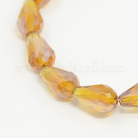 Electroplate Glass Beads Strands EGLA-D015-12x8mm-06-1