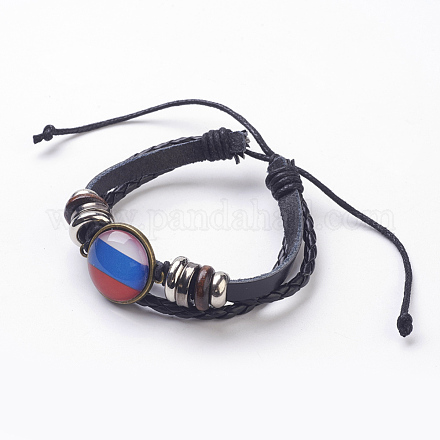 Cordon en cuir tressé réglable rétro bracelets multi-brins BJEW-TA0002-05M-1