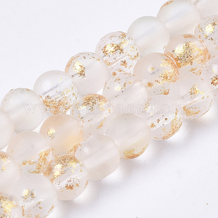 Fili di perle di vetro verniciato a spruzzo satinato X-GLAA-N035-03A-C10-1