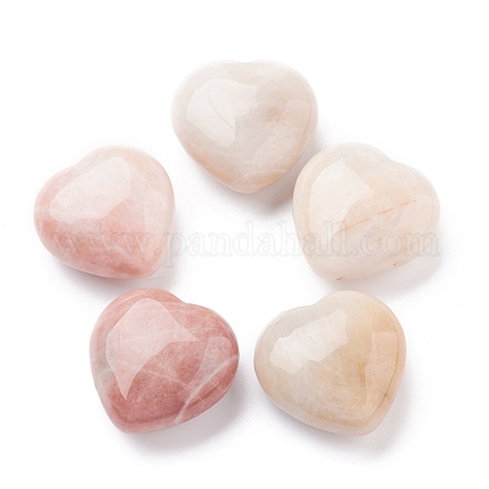 Натуральный розовый белый нефрит сердце любовь камень G-I285-06B-1