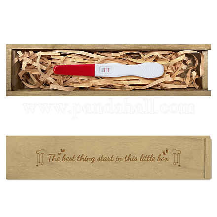Caja de recuerdos rectangular de madera para prueba de embarazo con tapa deslizante CON-WH0102-005-1