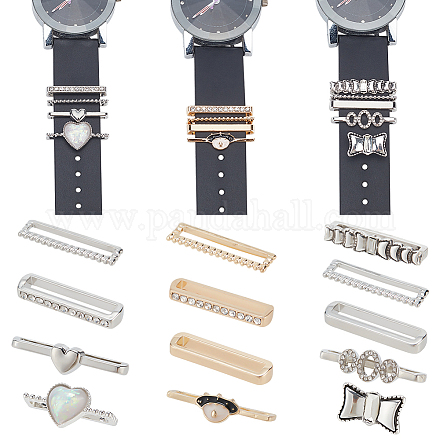Pandahall elite 13 pièces 13 style coeur et nœud papillon et ovale et rectangle résine alliage bracelet de montre ensemble de breloques MOBA-PH0001-14-1