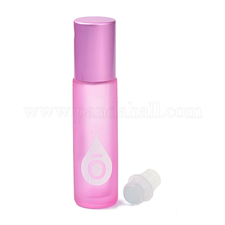 ガラス色のエッセンシャルオイルの空の香水瓶  ppプラスチックキャップとローラーボール付き  コラム  艶消し  ピンク  2x8.5cm  容量：10ml（0.34fl.oz） MRMJ-K013-03G-1