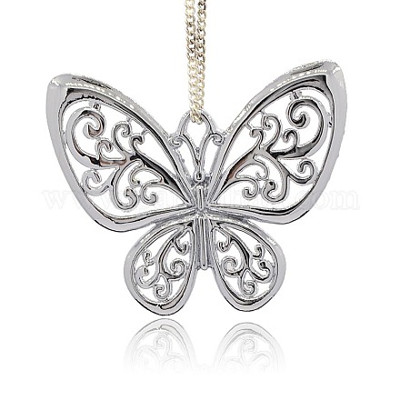 Nickel Free & Lead Free Platinum Tibetan Style Alloy Butterfly Pendants TIBE-M001-153P-NR-1