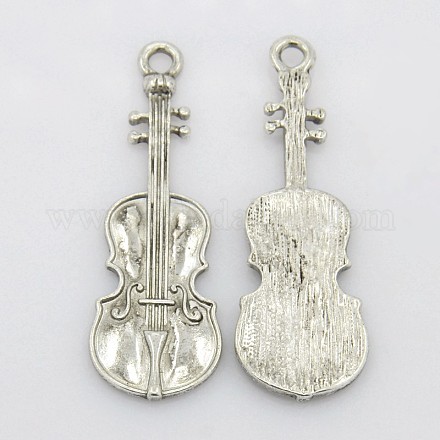 Antique Silver Tibetan Style Alloy Violin Large Pendants X-EDD058Y-1