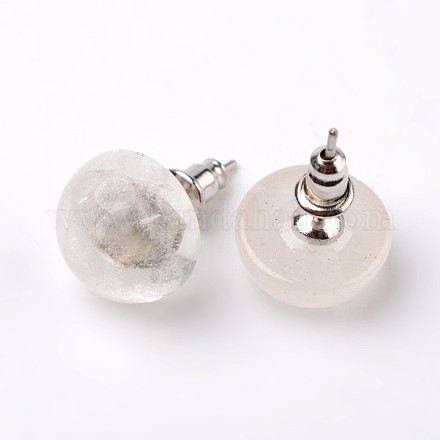 Orecchini di cristallo naturale perno mezza cupola rotonda EJEW-L171-02-1