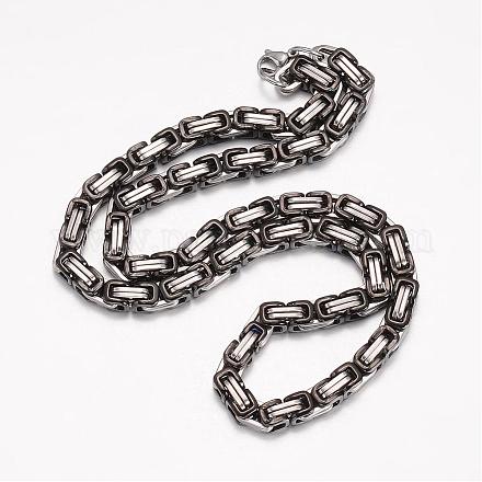 201 Stainless Steel Byzantine Chain Necklaces NJEW-K062-01C3-8mm-1