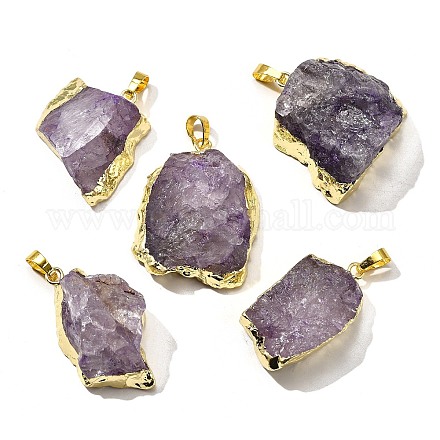 Подвески из необработанного натурального окрашенного кварца G-G895-05LG-10-1