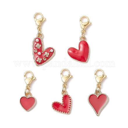 5 шт. подвеска в форме сердца из эмалевого сплава HJEW-JM02756-1