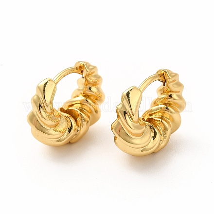 Twist Ring Rack Plating Brass Hoop Earring for Women EJEW-H091-14G-1