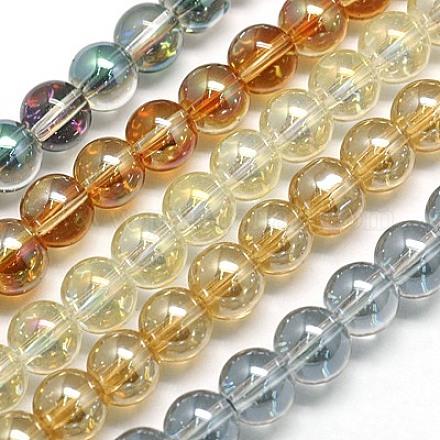 Chapelets de perles en verre électroplaqué EGLA-J001-12mm-M-1