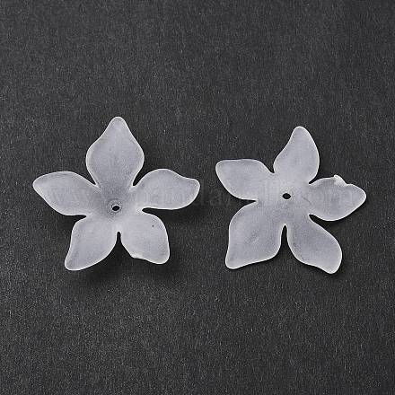 Helado translúcido abalorios de acrílico de la flor blanca para la fabricación de joyas X-FACR-5335-13-1