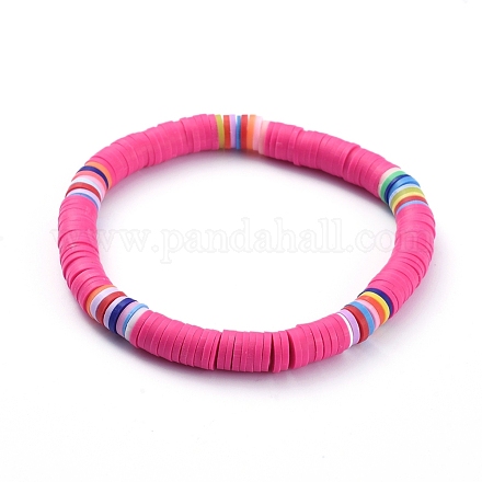 Handmade Polymer Clay Heishi Beads Stretch Bracelets BJEW-JB05087-03-1