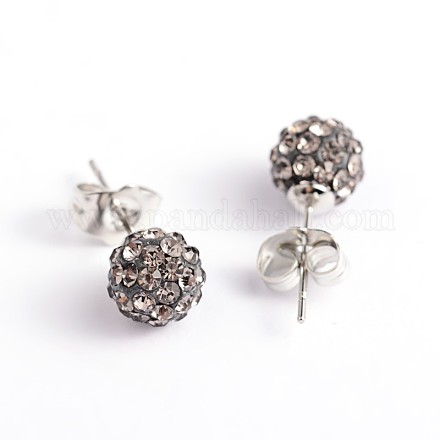 (vendita in fabbrica di feste di gioielli) orecchini a bottone con sfera di strass in argilla polimerica EJEW-O041-02J-1